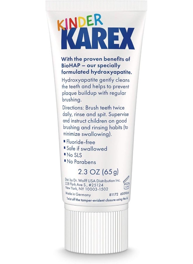 KAREX Kinder Karex Hydroxyapatite Kids Toddler Toothpaste 2.3 Ounce (Pack of 3), Fluoride Free, Safe If Accidentally Swallowed - Image 3